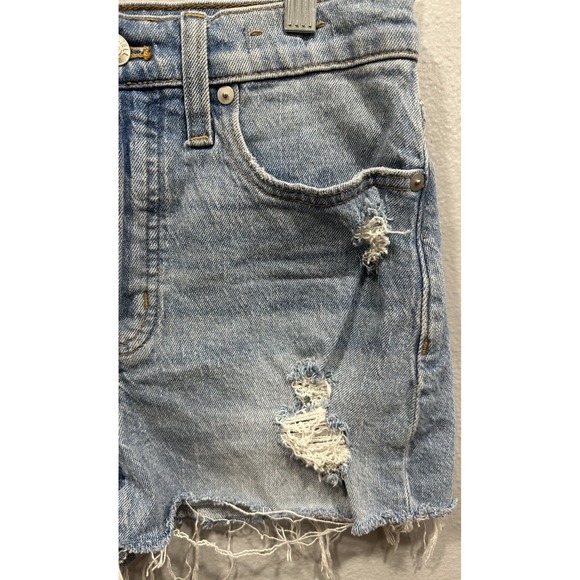 Madewell High-Rise Denim Shorts Women's 26 Distressed w/5 Pockets Button/ZipUp - Picture 2 of 10